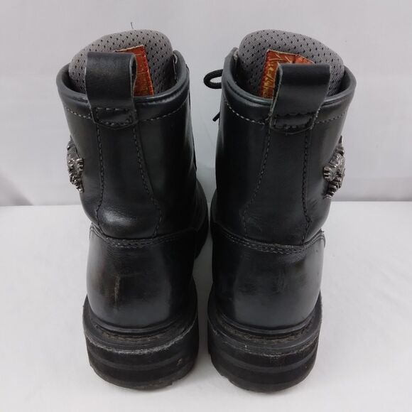 HARLEY-DAVIDSON Lace Up Chukka Boots Black Metal Emblem Grunge Rock Women's 7.5 - Picture 14 of 16